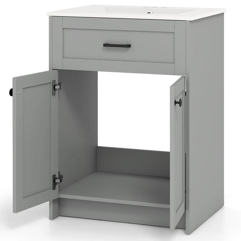 Bathroom Vanity Unit with Basin and 2 Doors-Gray by DirectDeals