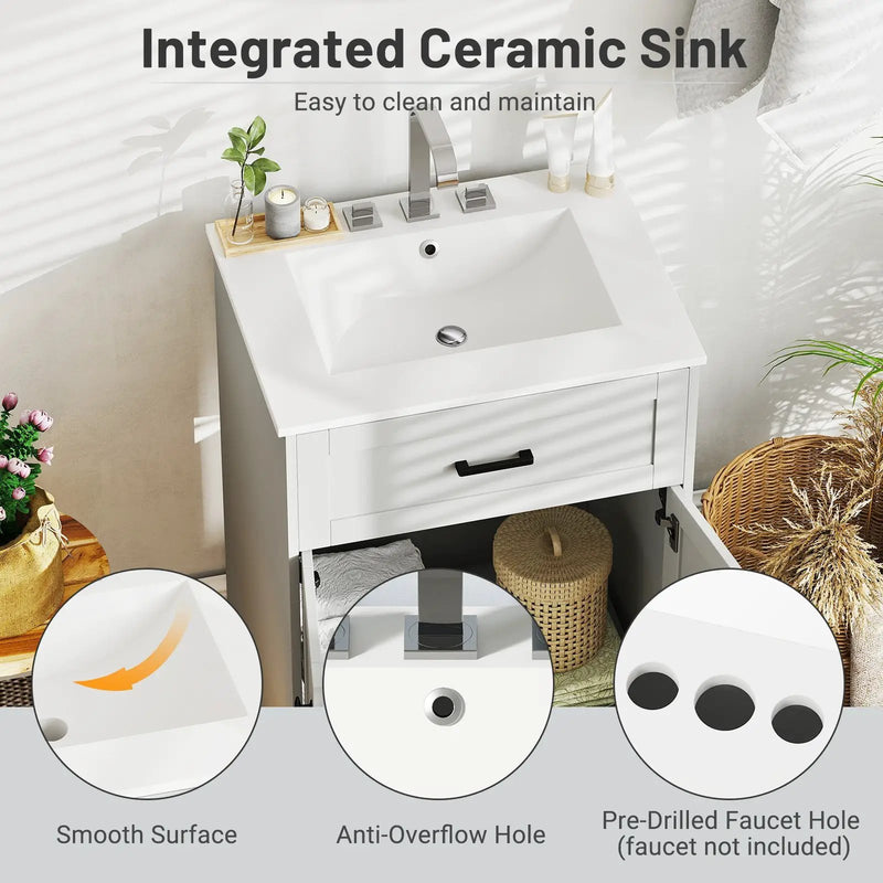 Bathroom Vanity Unit with Basin and 2 Doors-Gray by DirectDeals