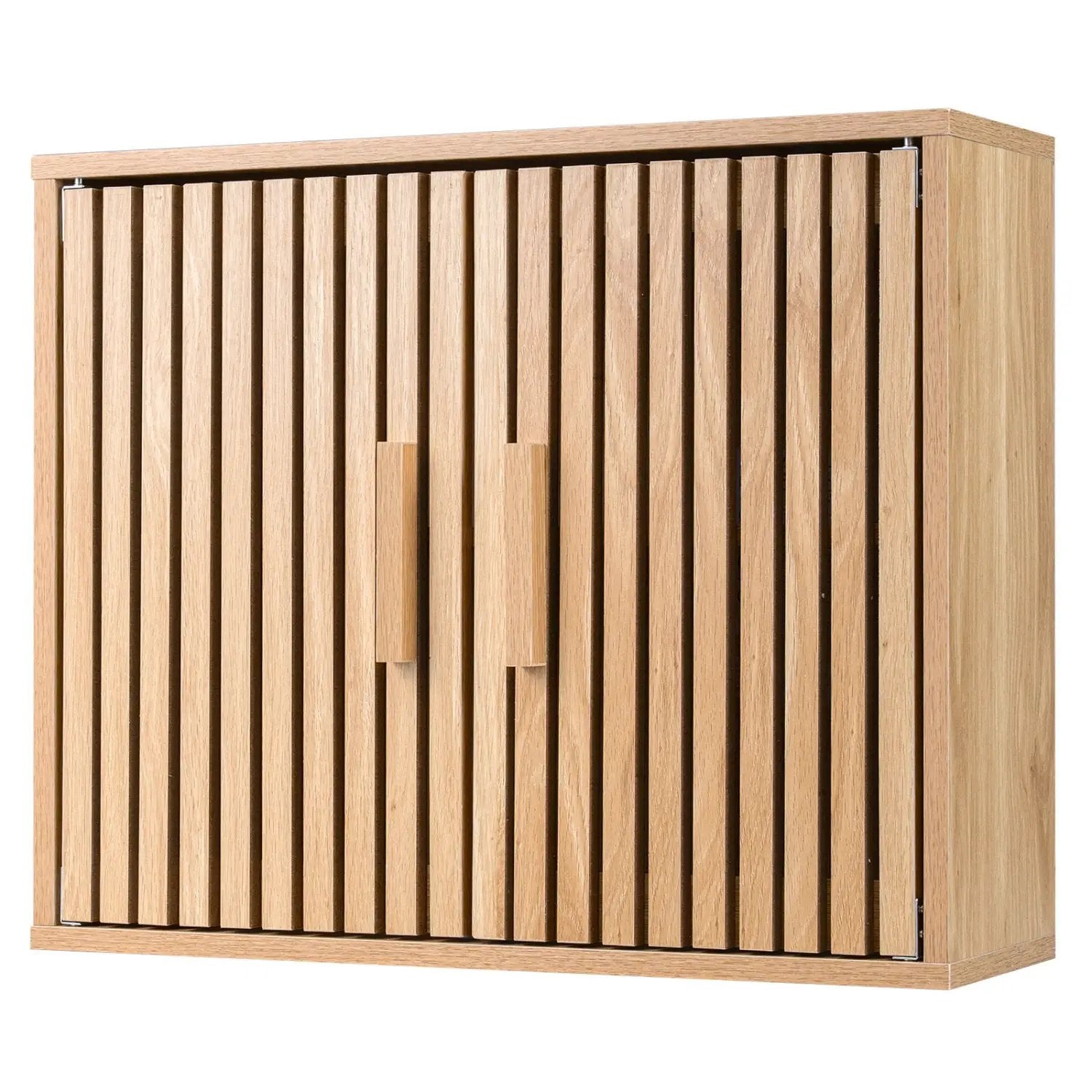 Bathroom Wall Cabinet with 2 Slatted Doors and 3-Level Adjustable Shelves by DirectDeals