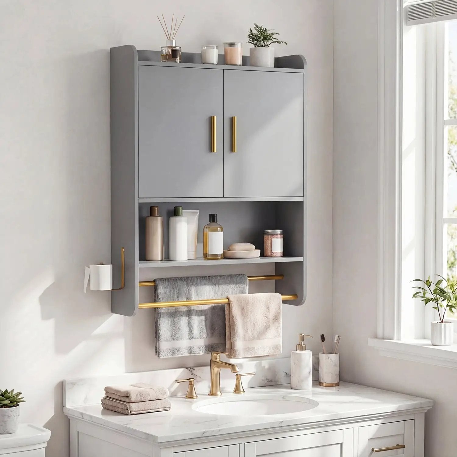 Bathroom Wall Cabinet Wall Mounted Medicine Cabinet with Towel Bars by DirectDeals