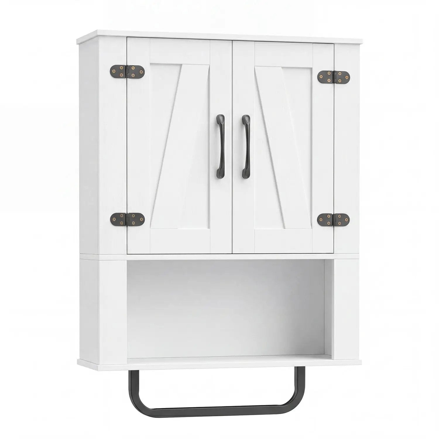 Bathroom Wall Cabinet with Barn Doors and Towel Bar by DirectDeals