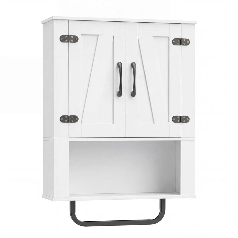 Bathroom Wall Cabinet with Barn Doors and Towel Bar by DirectDeals