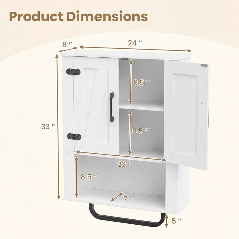Bathroom Wall Cabinet with Barn Doors and Towel Bar by DirectDeals