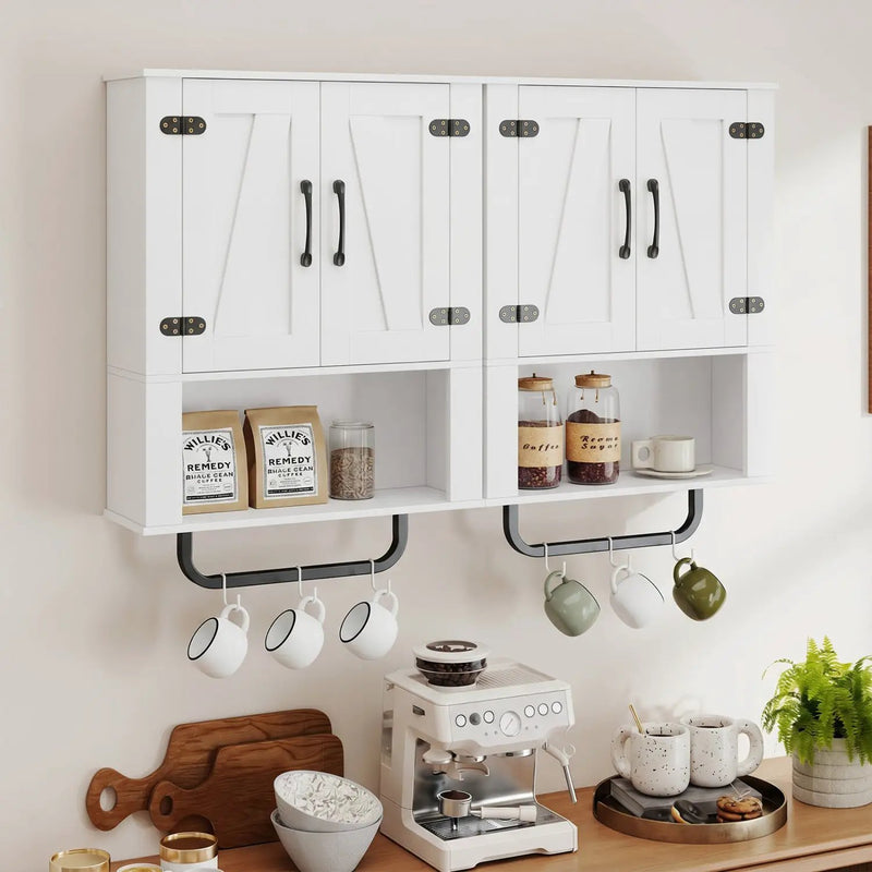 Bathroom Wall Cabinet with Barn Doors and Towel Bar by DirectDeals