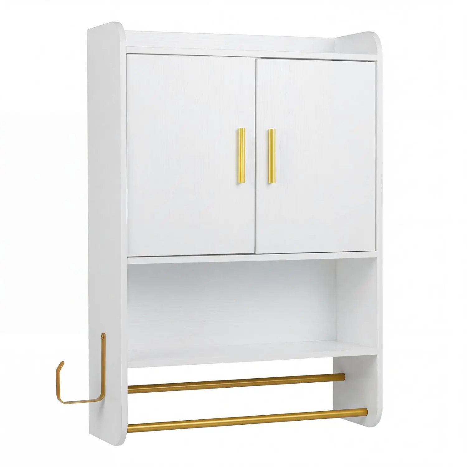 Wall Mounted Bathroom Cabinet with Towel Bars and Adjustable Shelf by DirectDeals