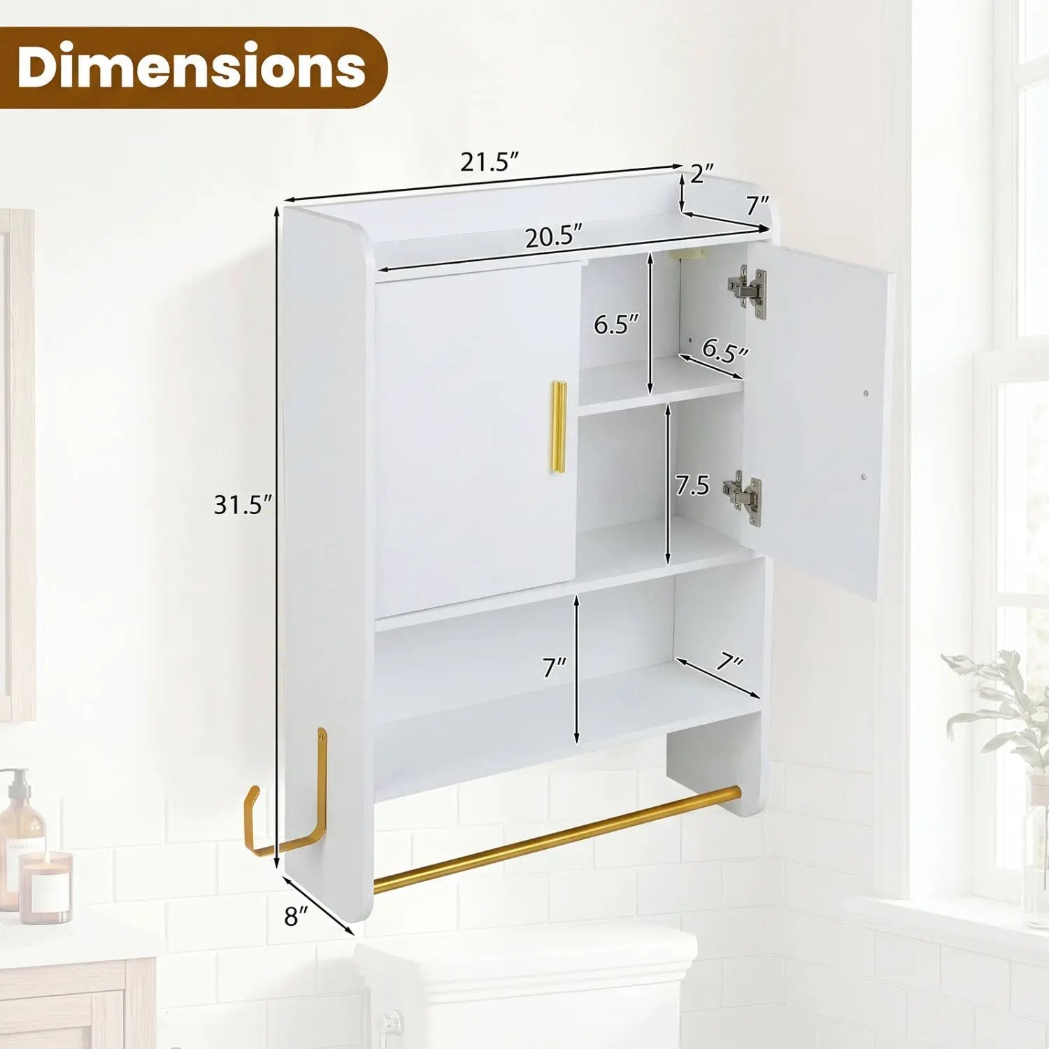 Wall Mounted Bathroom Cabinet with Towel Bars and Adjustable Shelf by DirectDeals