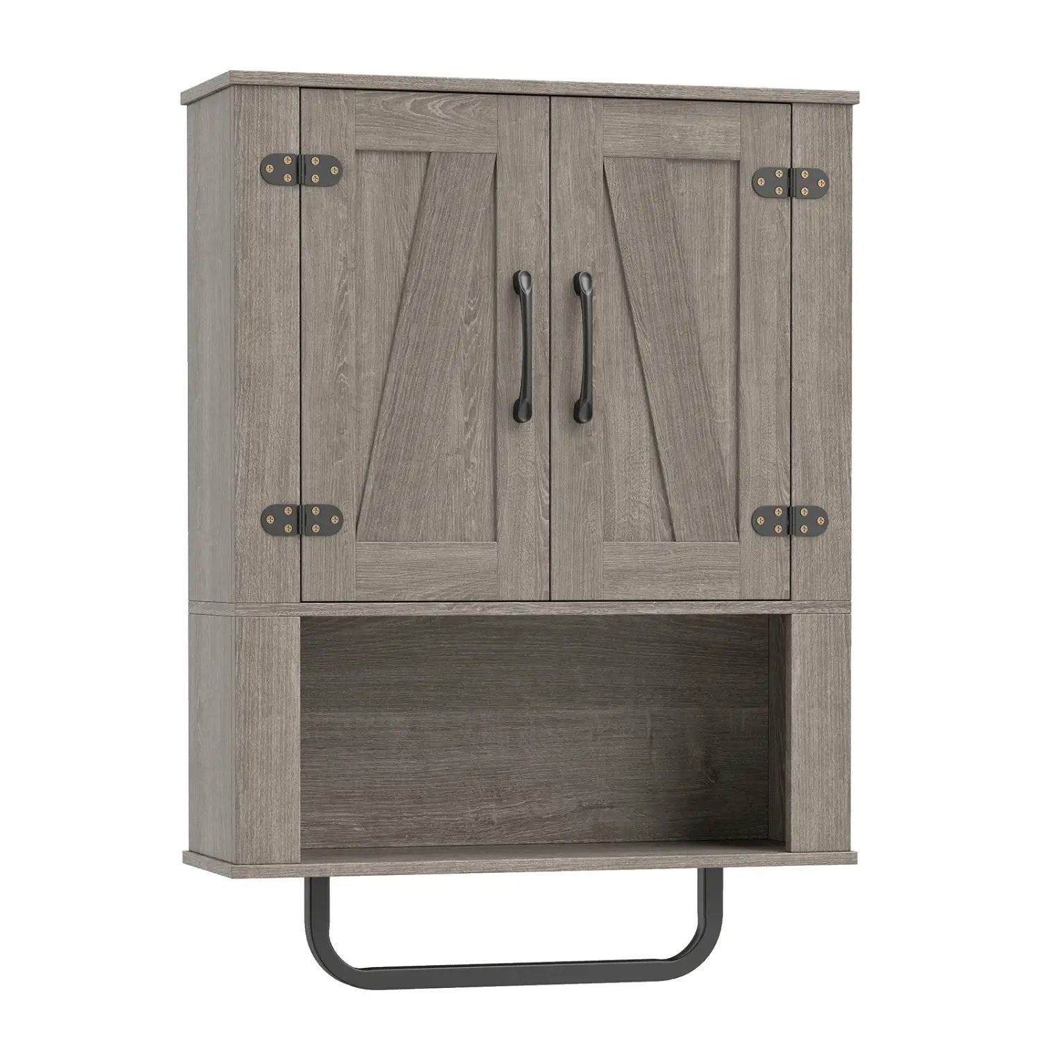 Bathroom Wall Cabinet with Barn Doors and Towel Bar by DirectDeals