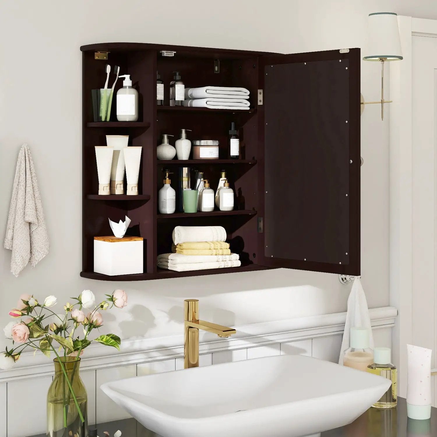 Bathroom Wall Cabinet with Mirror Door and Adjustable Shelves by DirectDeals