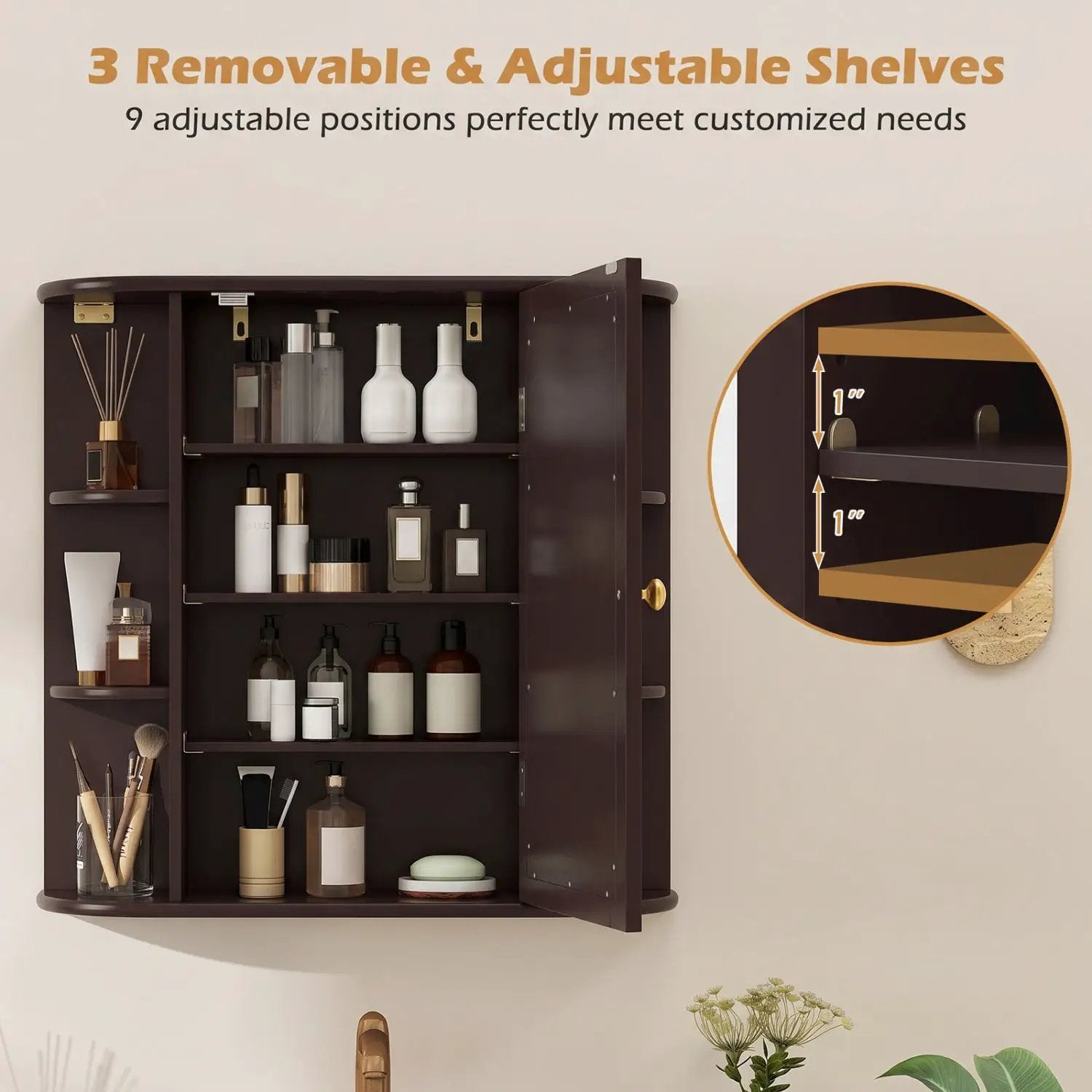 Bathroom Wall Cabinet with Mirror Door and Adjustable Shelves by DirectDeals