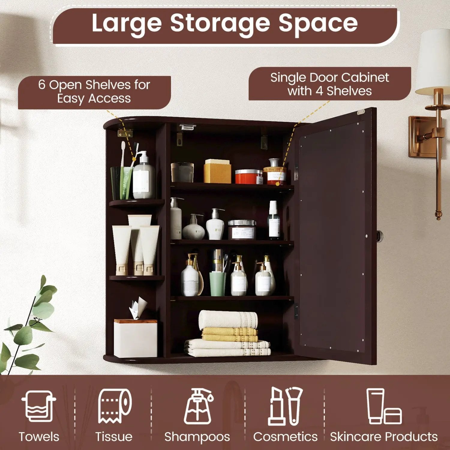 Bathroom Wall Cabinet with Mirror Door and Adjustable Shelves by DirectDeals