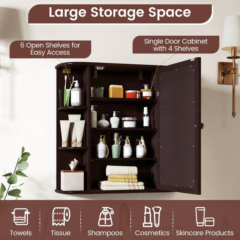 Bathroom Wall Cabinet with Mirror Door and Adjustable Shelves by DirectDeals