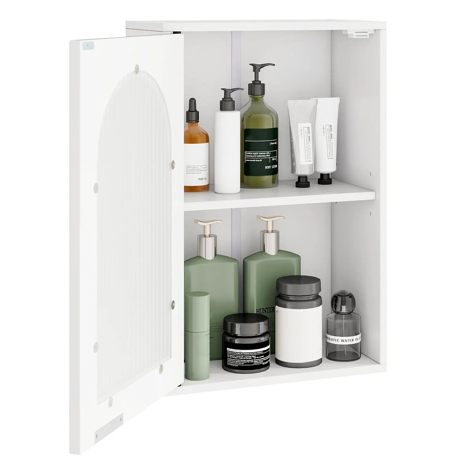 Bathroom Wall Cabinet with Tempered Glass Door and Adjustable Shelf-White by DirectDeals