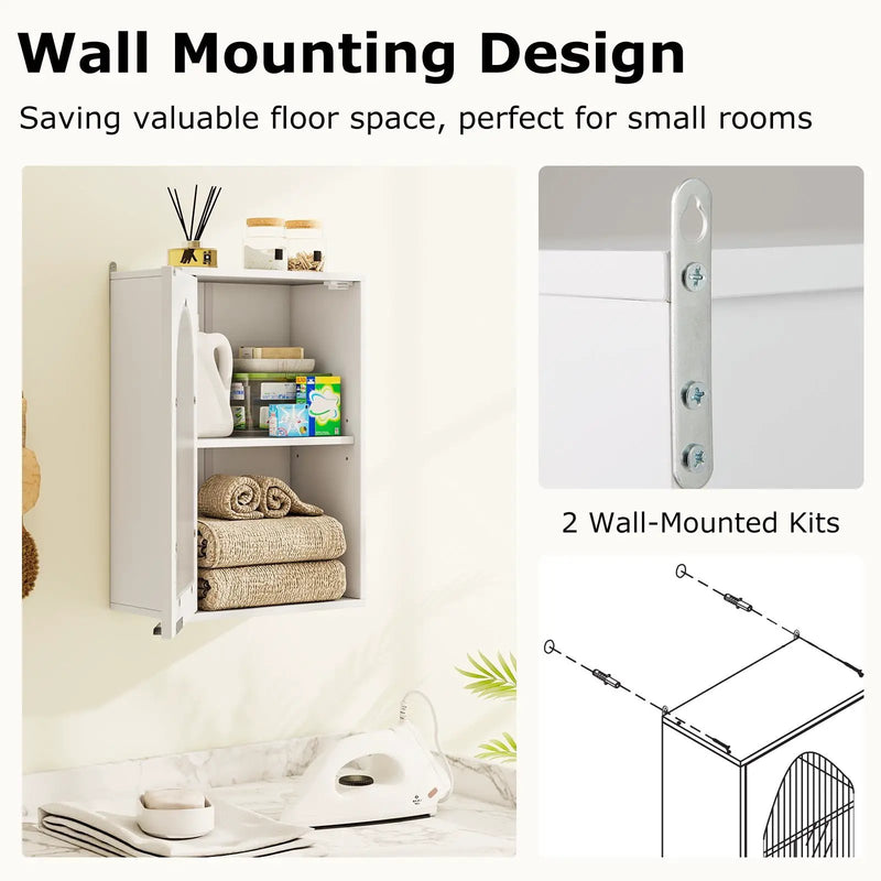 Bathroom Wall Cabinet with Tempered Glass Door and Adjustable Shelf-White by DirectDeals