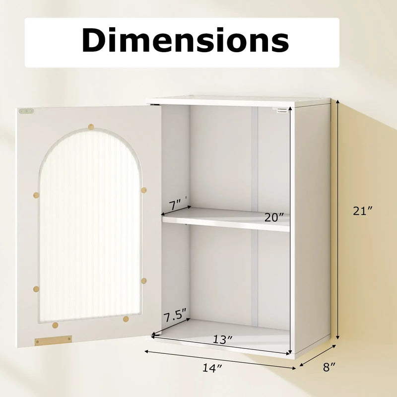 Bathroom Wall Cabinet with Tempered Glass Door and Adjustable Shelf-White by DirectDeals