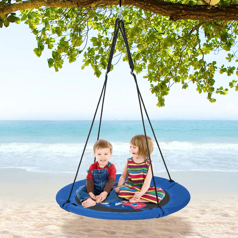 40 Inches Saucer Tree Swing with Adjustable Hanging Ropes and 900D Oxford Fabric by DirectDeals
