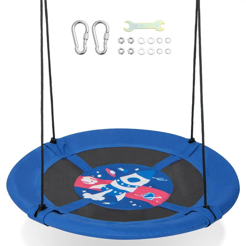 40 Inches Saucer Tree Swing with Adjustable Hanging Ropes and 900D Oxford Fabric by DirectDeals