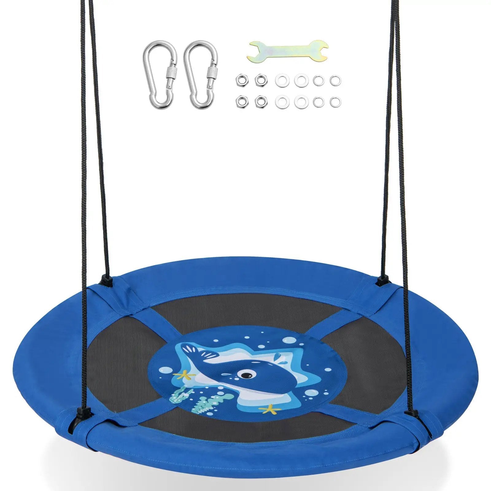 40 Inches Saucer Tree Swing with Adjustable Hanging Ropes and 900D Oxford Fabric by DirectDeals
