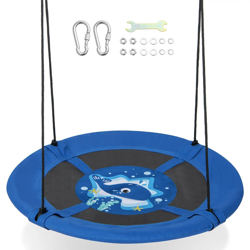 40 Inches Saucer Tree Swing with Adjustable Hanging Ropes and 900D Oxford Fabric by DirectDeals