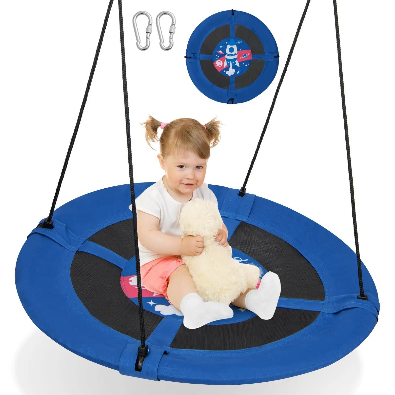 40 Inches Saucer Tree Swing with Adjustable Hanging Ropes and 900D Oxford Fabric by DirectDeals