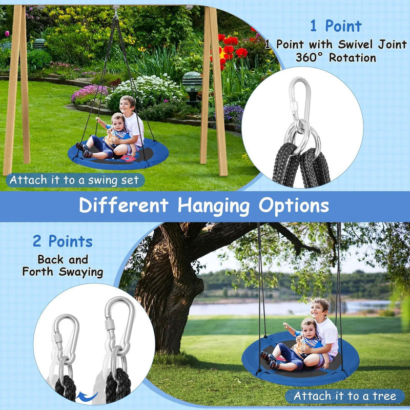 40 Inches Saucer Tree Swing with Adjustable Hanging Ropes and 900D Oxford Fabric by DirectDeals