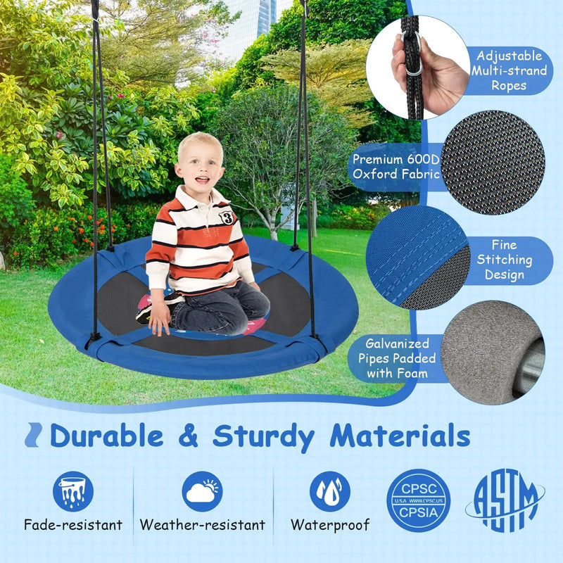 40 Inches Saucer Tree Swing with Adjustable Hanging Ropes and 900D Oxford Fabric by DirectDeals