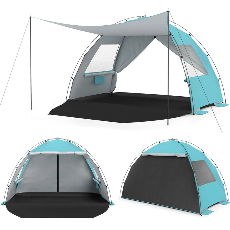 Beach Tent Sun Shelter with Canopy Pop-Up Easy Setup UPF50+ Sun Protection by DirectDeals
