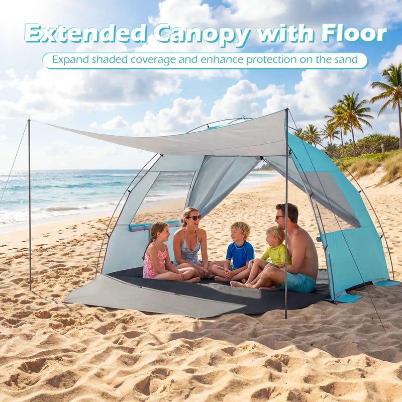 Beach Tent Sun Shelter with Canopy Pop-Up Easy Setup UPF50+ Sun Protection by DirectDeals