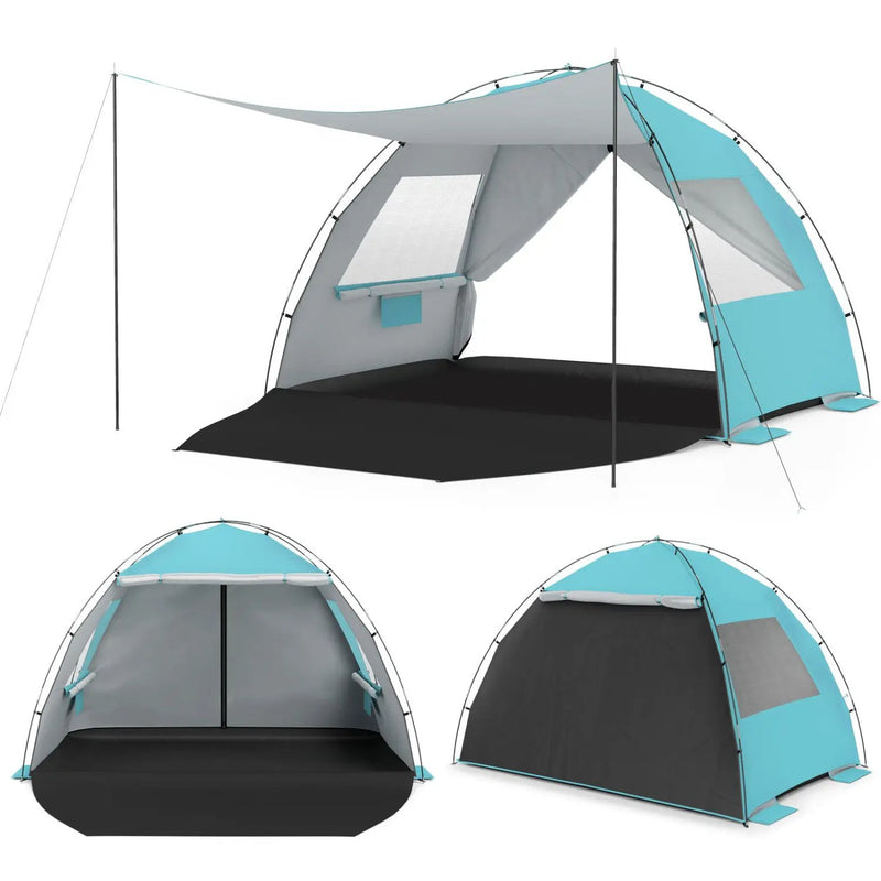 Beach Tent Sun Shelter with Canopy with Extended Floor and Vent Windows by DirectDeals