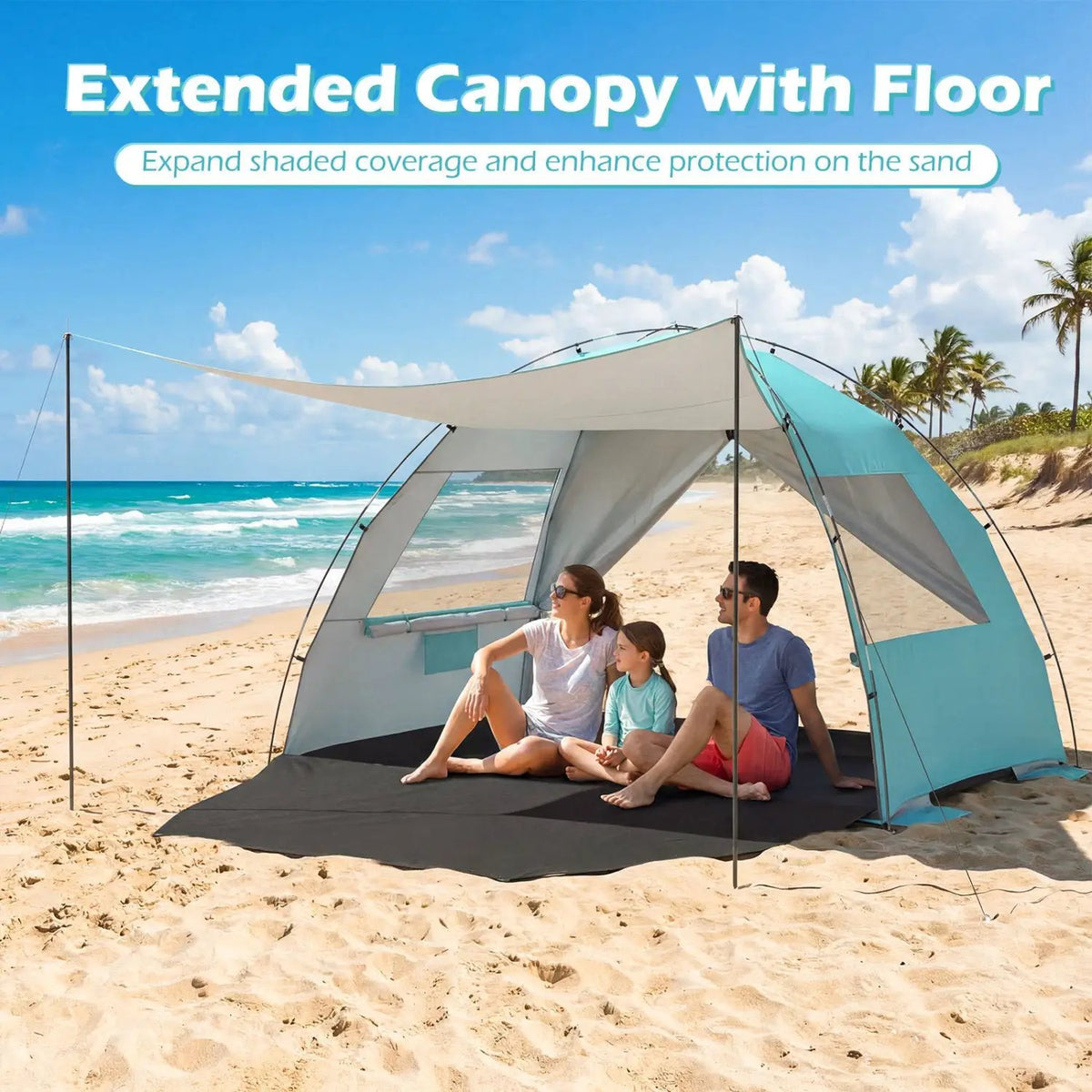 Beach Tent Sun Shelter with Canopy with Extended Floor and Vent Windows, photo 10 of 16