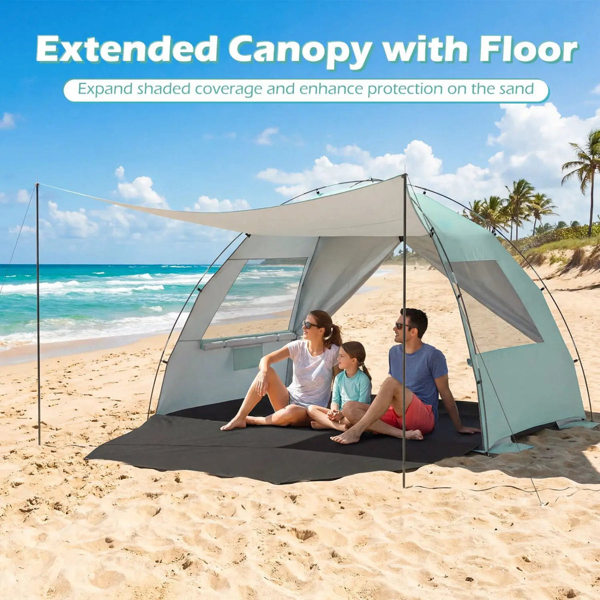 Beach Tent Sun Shelter with Canopy with Extended Floor and Vent Windows, photo 3 of 16