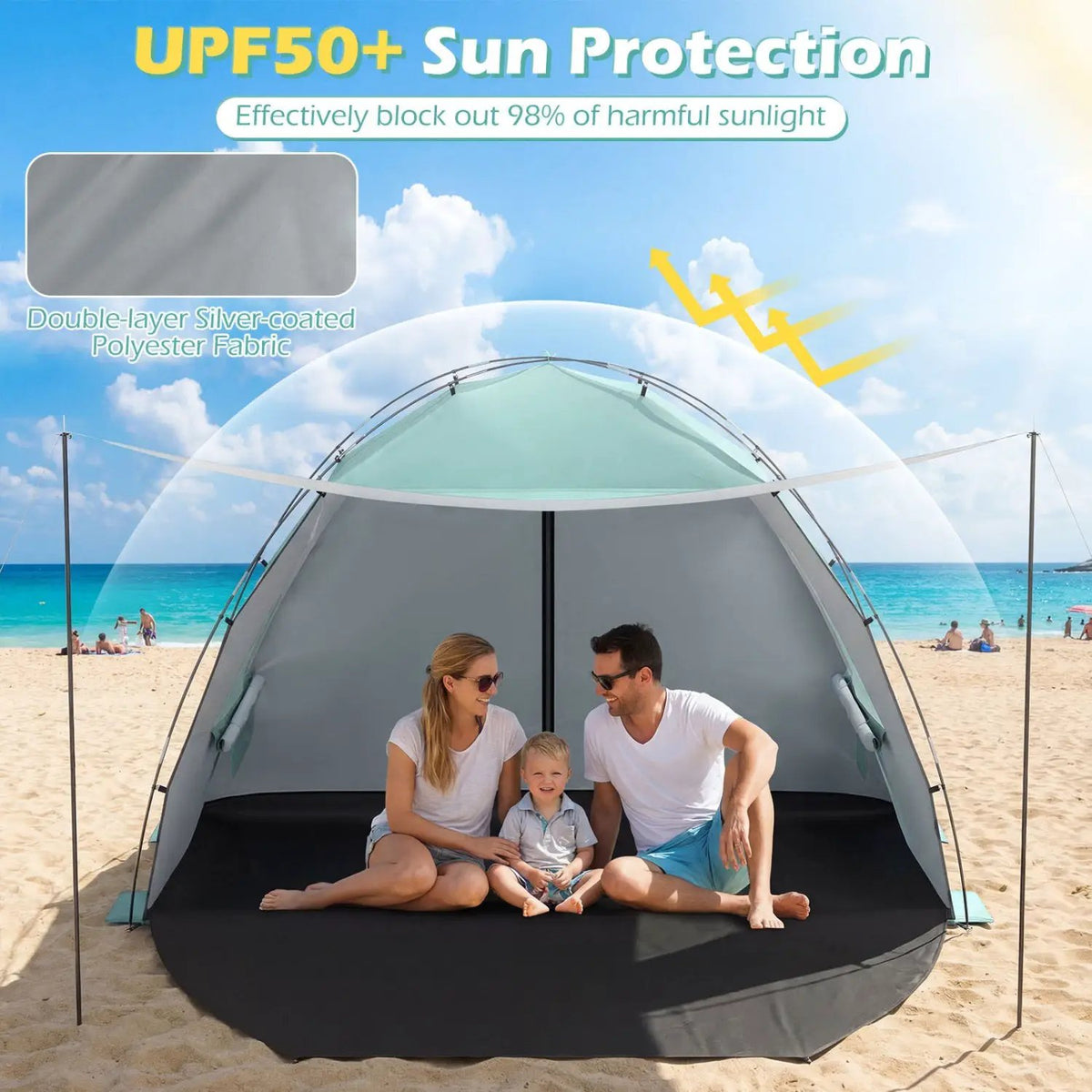 Beach Tent Sun Shelter with Canopy with Extended Floor and Vent Windows, photo 5 of 16