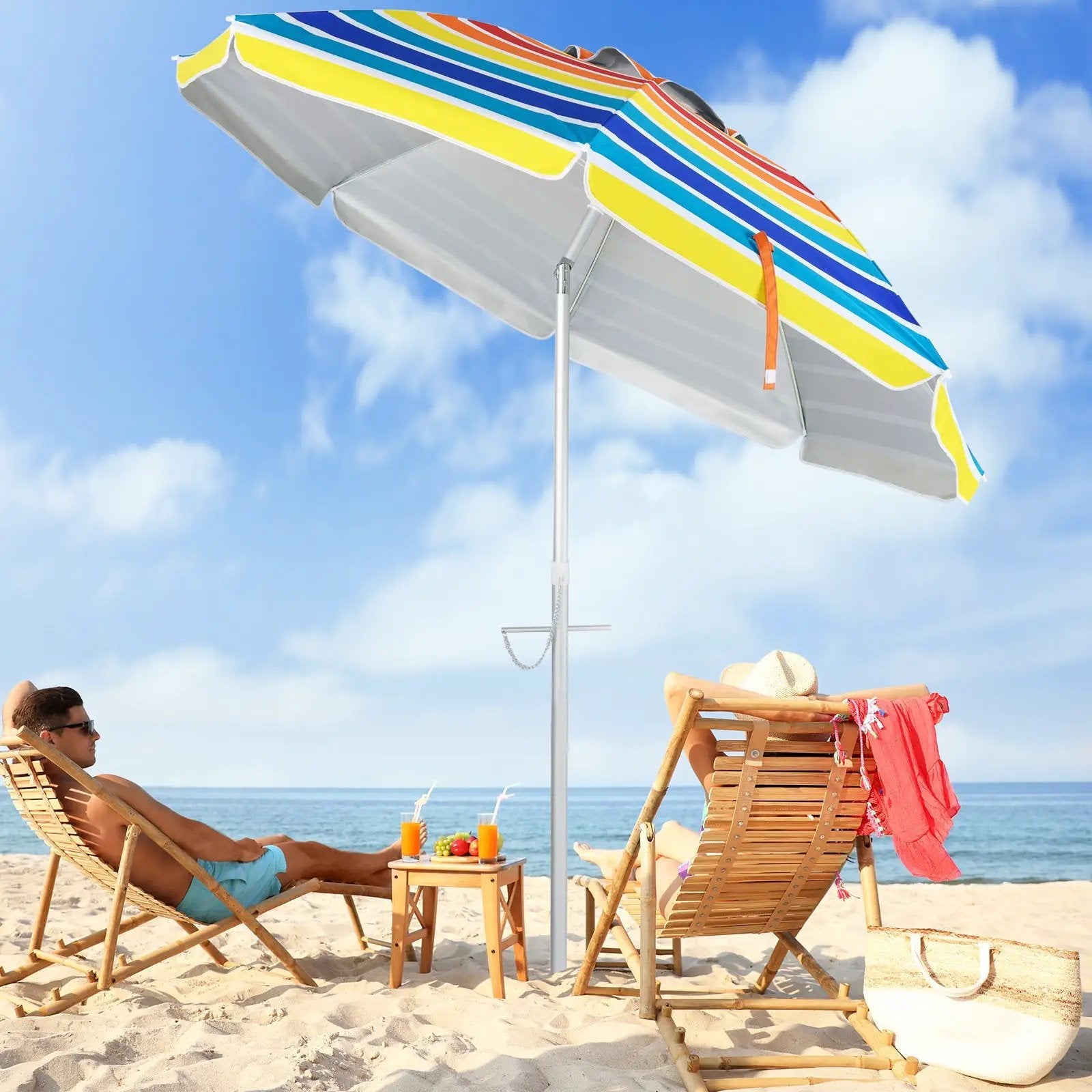 6.5 Feet Beach Umbrella with by DirectDeals
