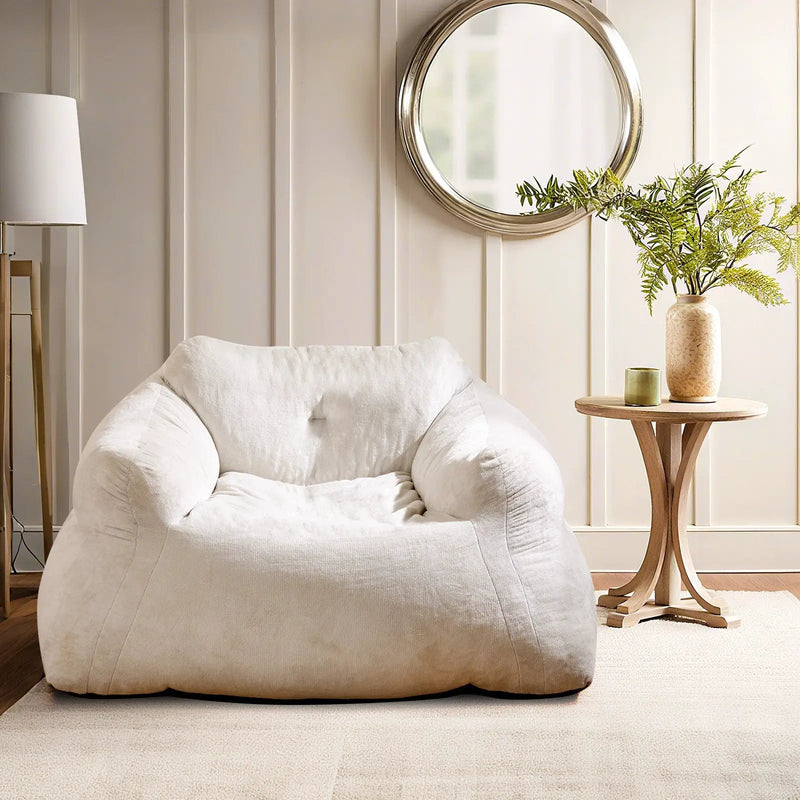Bean Bag Chair Plush Lazy Sofa with Ultra-soft Velvet Cover-Beige by DirectDeals