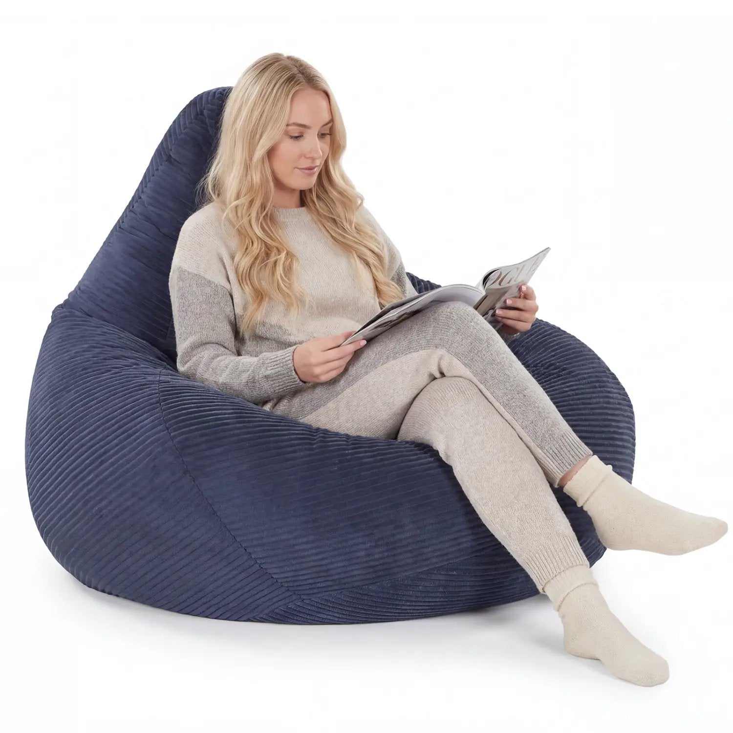 Bean Bag Chair for Adults Accent Lazy Sofa with Skin-friendly Corduroy Cover and Soft Sponge Filling by DirectDeals