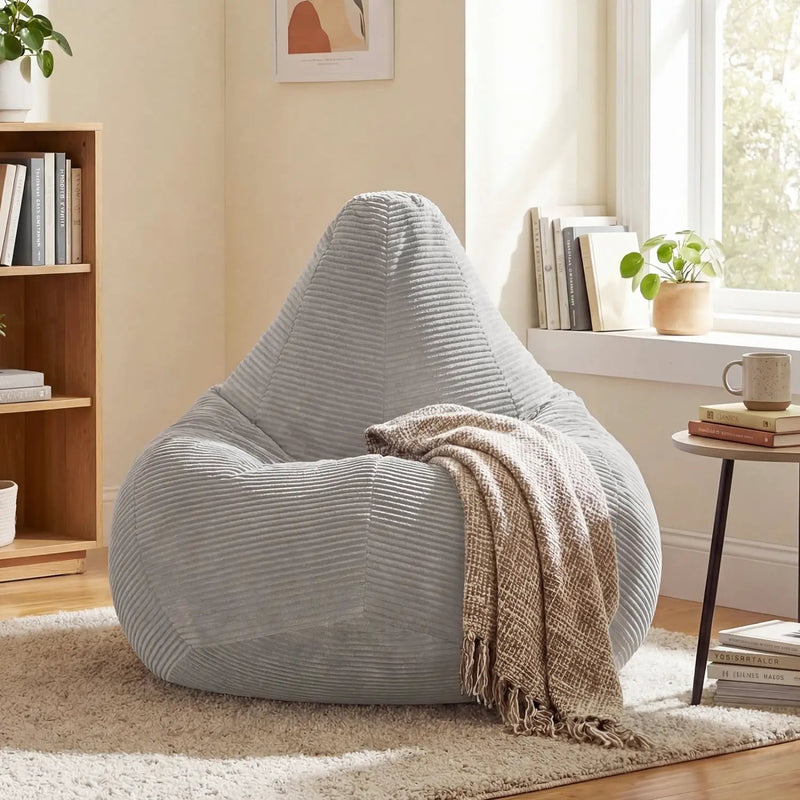 Bean Bag Chair for Adults Accent Lazy Sofa with Skin-friendly Corduroy Cover and Soft Sponge Filling by DirectDeals