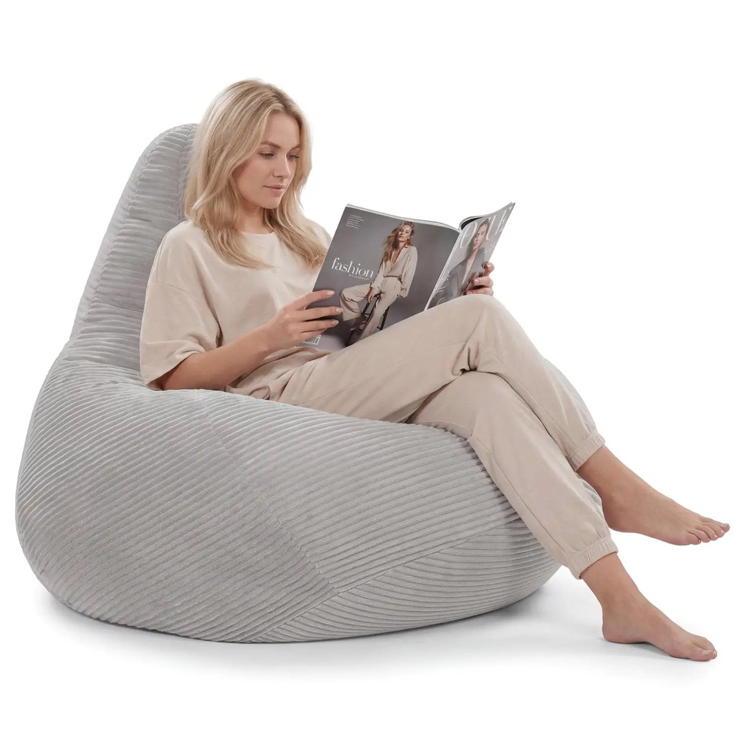 Bean Bag Chair for Adults Accent Lazy Sofa with Skin-friendly Corduroy Cover and Soft Sponge Filling by DirectDeals