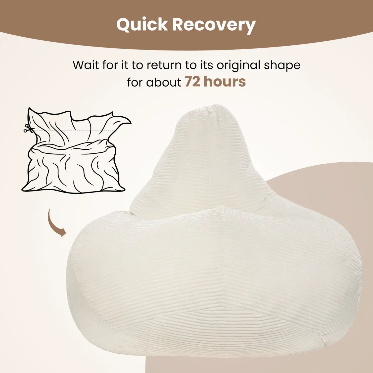 Bean Bag Chair for Adults Accent Lazy Sofa with Skin-friendly Corduroy Cover and Soft Sponge Filling by DirectDeals