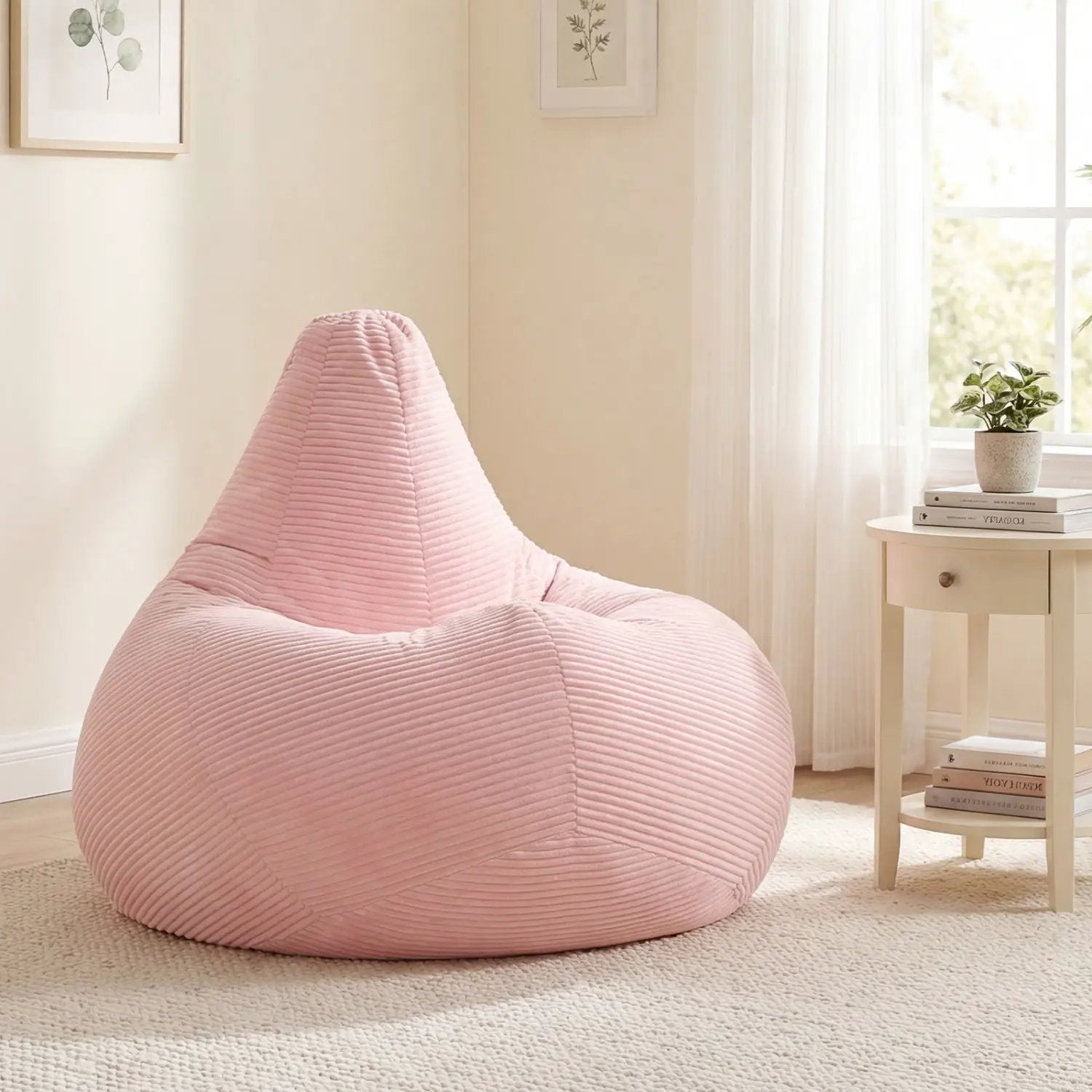 Bean Bag Chair for Adults Accent Lazy Sofa with Skin-friendly Corduroy Cover and Soft Sponge Filling by DirectDeals