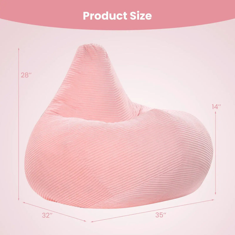 Bean Bag Chair for Adults Accent Lazy Sofa with Skin-friendly Corduroy Cover and Soft Sponge Filling by DirectDeals