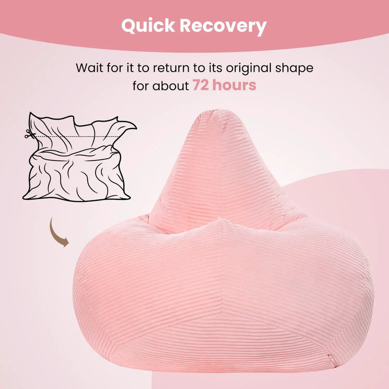 Bean Bag Chair for Adults Accent Lazy Sofa with Skin-friendly Corduroy Cover and Soft Sponge Filling by DirectDeals