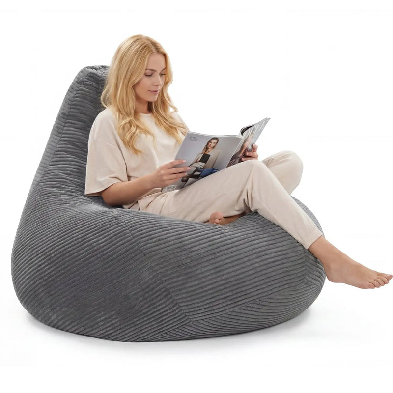 Bean Bag Chair for Adults Accent Lazy Sofa with Skin-friendly Corduroy Cover and Soft Sponge Filling by DirectDeals