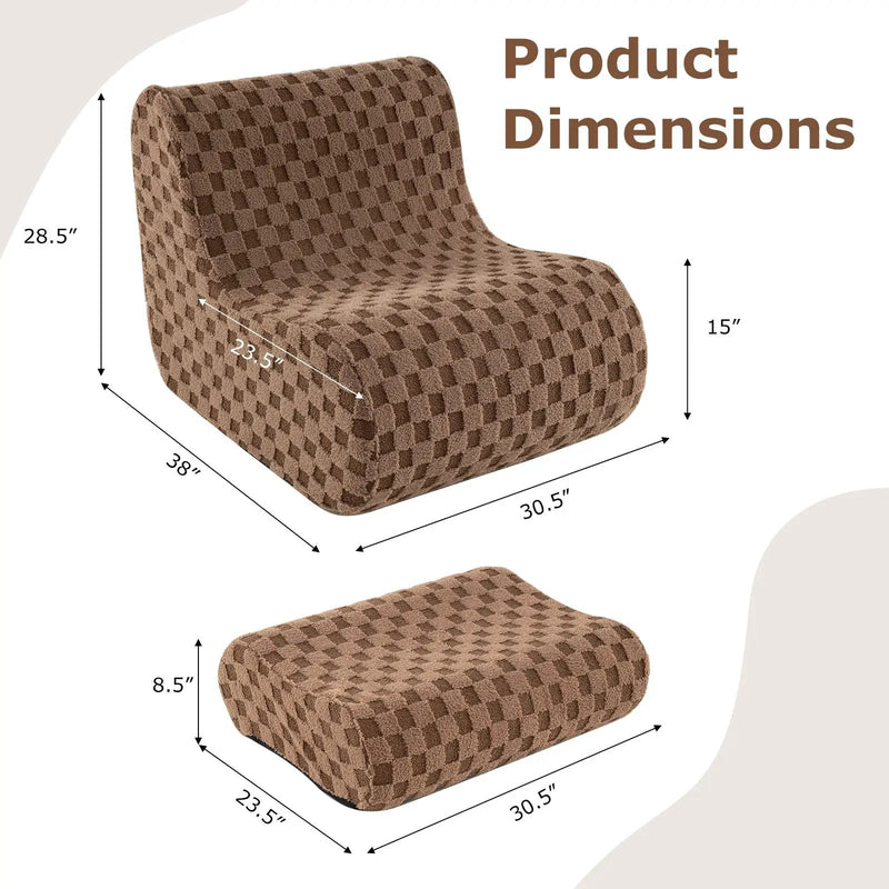 Bean Bag Chair with Ottoman and High Elasticity Sponge by DirectDeals