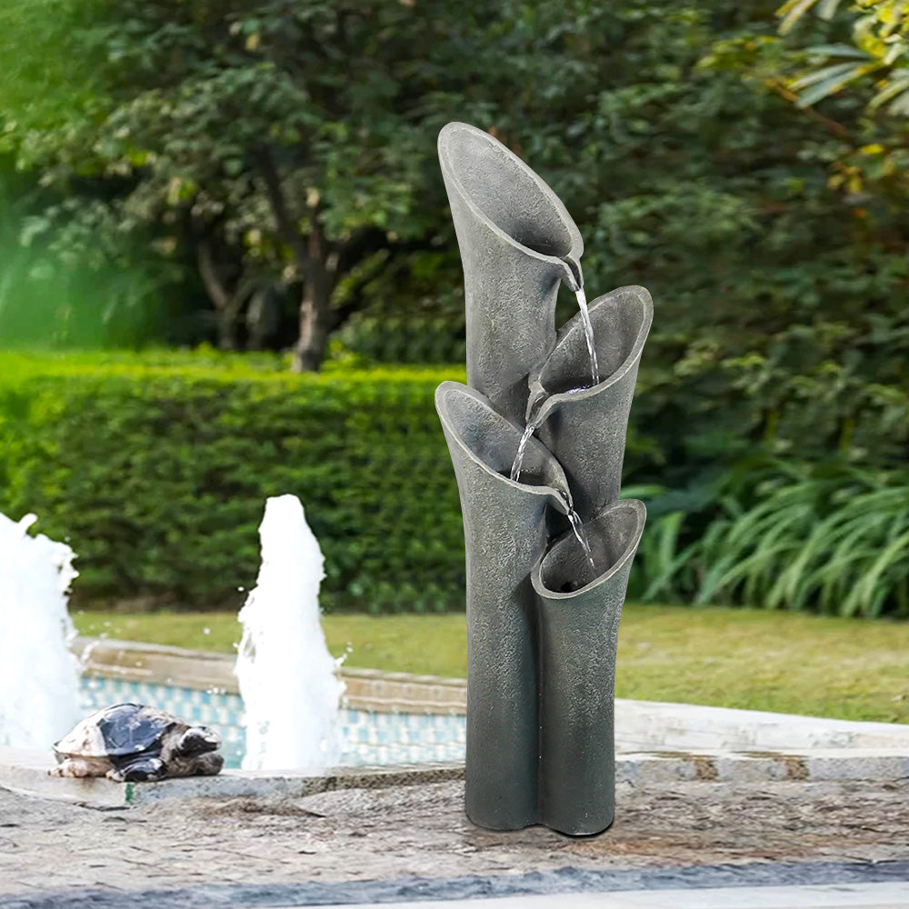 Concrete Trumpet Flower Outdoor Fountain 33 Inch, photo 5 of 11