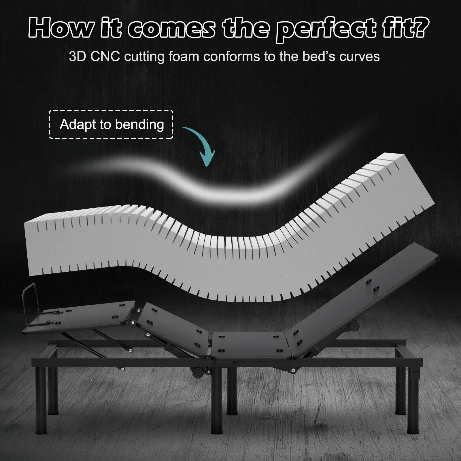 3D Bed Mattress Gel Memory Foam Convoluted Foam for Adjustable Bed by DirectDeals