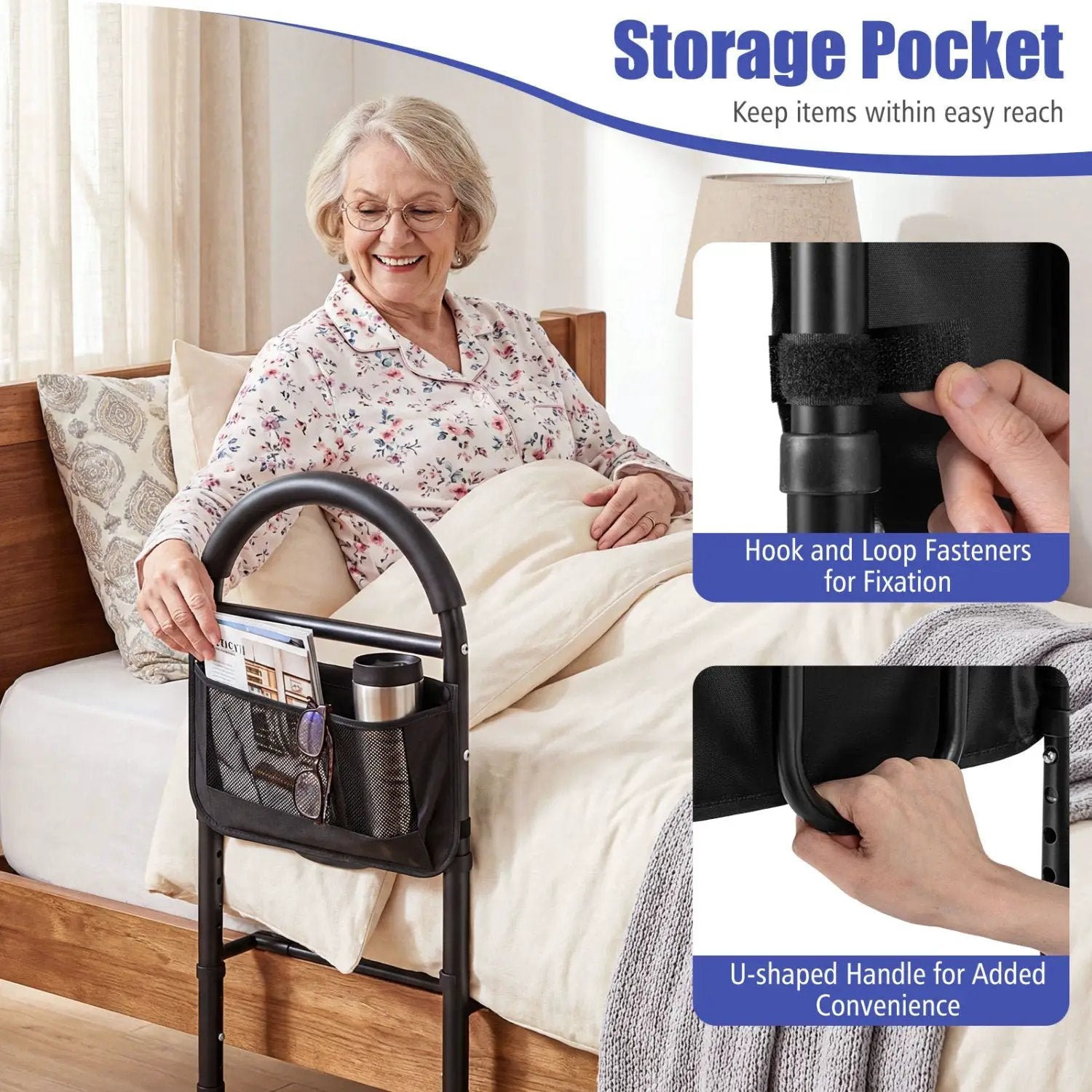 Bed Rails for Elderly Adults Safety Height Adjustable Bed Assist Railings by DirectDeals