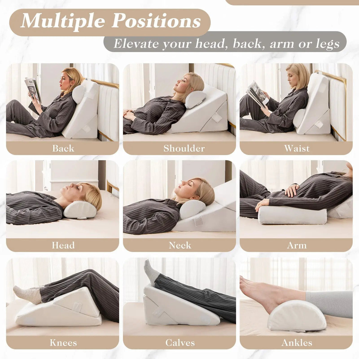 3 Pieces Bed Wedge Pillow Set with Air Memory Foam, photo 6 of 9
