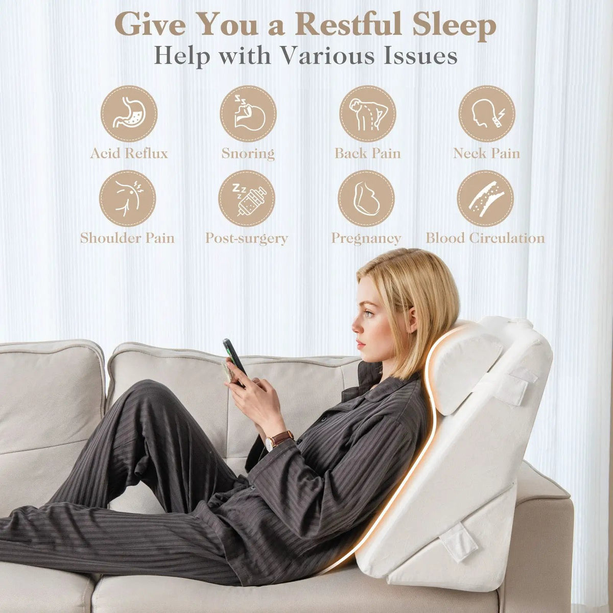 3 Pieces Bed Wedge Pillow Set with Air Memory Foam, photo 8 of 9