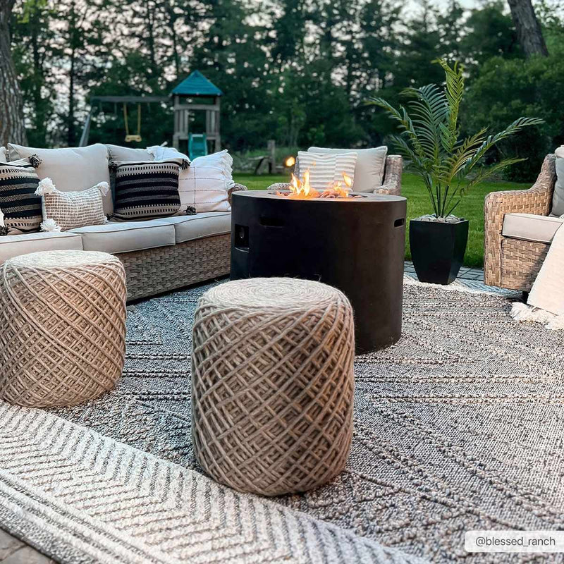Beige Charcoal Areli Outdoor Area Rug by Boutique Rugs