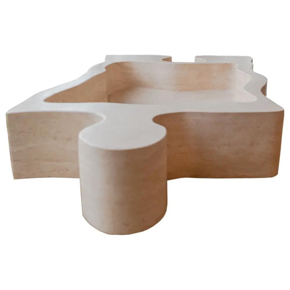 Natural Stone Beige Travertine Vessel Sink - Puzzle 16x27.5x6 by GobekDesign