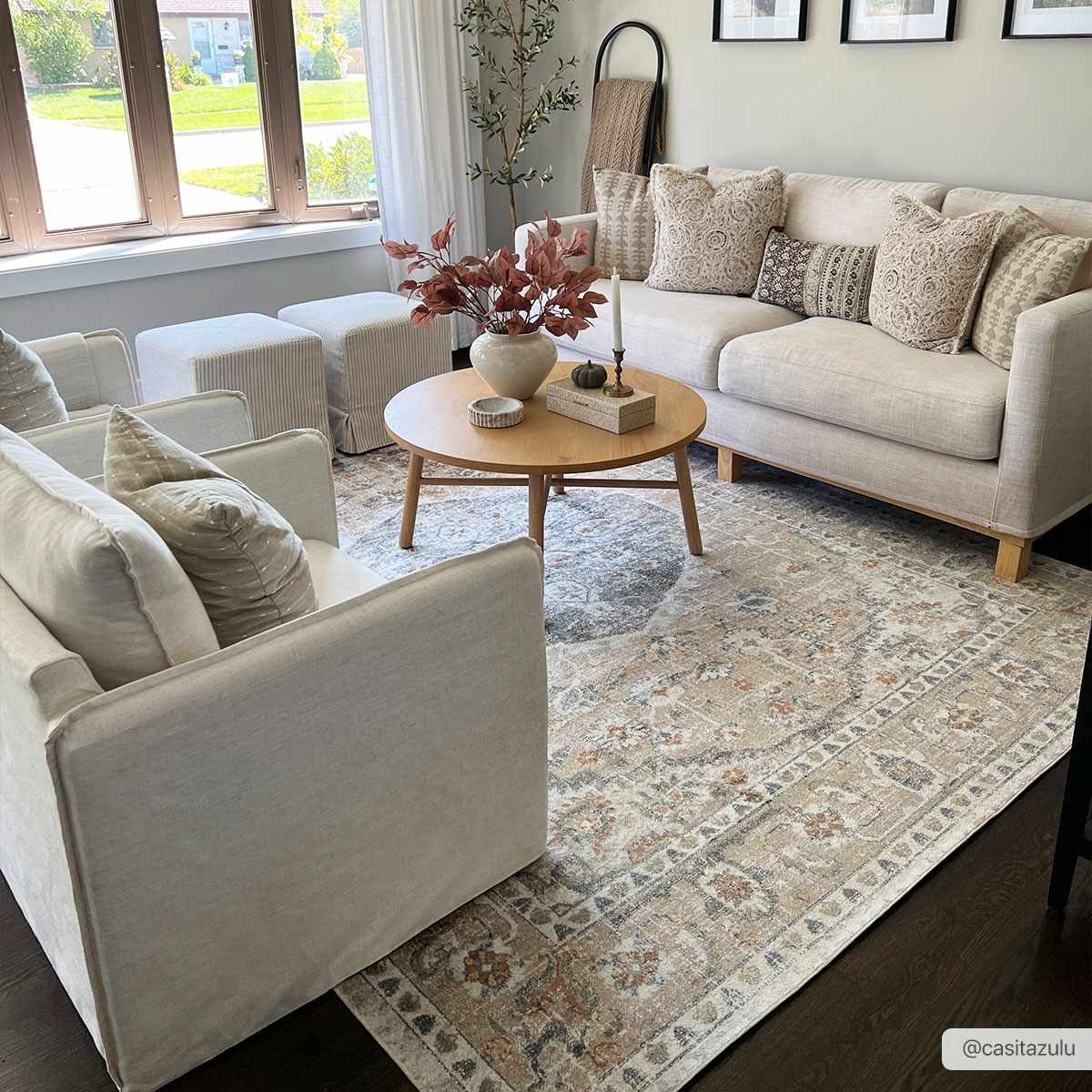 Beige Hiti Washable area rug by Hauteloom